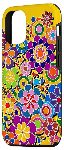 iPhone 14 Pro Bright and Colorful Hippy Trippy Flower Power Art Case