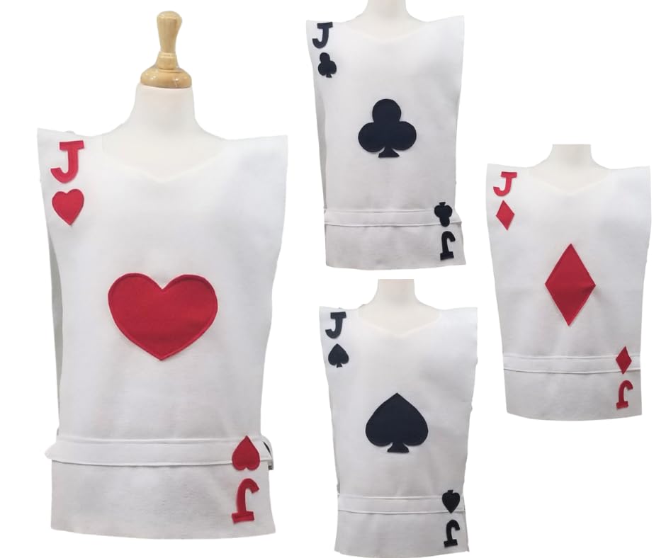 Jack Playing Card Costume Tunic (Hearts, Spades, Clubs or Diamonds) Alice in Wonderland/Card Soldier - Baby, Toddler, Kids, Teen, Adult and Plus Sizes Available (Adult Large)