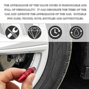 NTNEV 4PCS 45MM Spiked Aluminum Stem Valve Caps, Dustproof Tire Wheel Stem Caps, Heavy Duty Tire Caps, Fit Most Car Motorcycle Bike (Red)