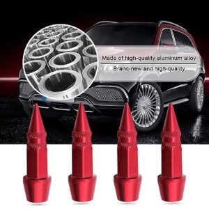 NTNEV 4PCS 45MM Spiked Aluminum Stem Valve Caps, Dustproof Tire Wheel Stem Caps, Heavy Duty Tire Caps, Fit Most Car Motorcycle Bike (Red)