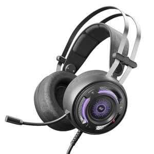ikf kira gaming wired headphone for pc - computer with noise cancelling mic,7.1surround sound,50mmdriver -headset with call noise cancelling for ps4/ps5, laptop, office（black）