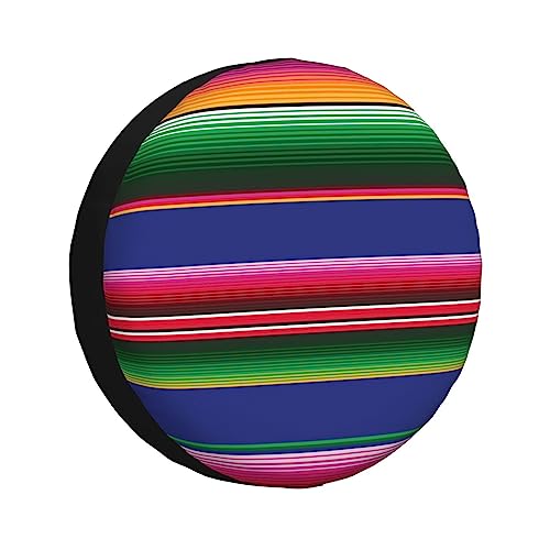 Colorful Mexican Stripes Print Spare Tire Cover Funny Wheel Covers Waterproof Dust-Proof Wheel Protectors Fit for Trailer SUV Truck Camper 14 Inch