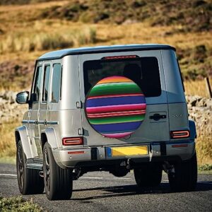 Colorful Mexican Stripes Print Spare Tire Cover Funny Wheel Covers Waterproof Dust-Proof Wheel Protectors Fit for Trailer SUV Truck Camper 14 Inch