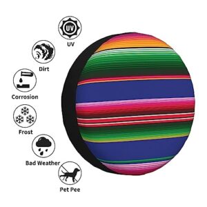 Colorful Mexican Stripes Print Spare Tire Cover Funny Wheel Covers Waterproof Dust-Proof Wheel Protectors Fit for Trailer SUV Truck Camper 14 Inch