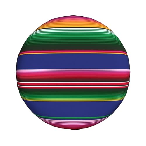 Colorful Mexican Stripes Print Spare Tire Cover Funny Wheel Covers Waterproof Dust-Proof Wheel Protectors Fit for Trailer SUV Truck Camper 14 Inch