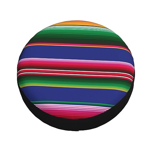 Colorful Mexican Stripes Print Spare Tire Cover Funny Wheel Covers Waterproof Dust-Proof Wheel Protectors Fit for Trailer SUV Truck Camper 14 Inch