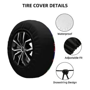 Colorful Mexican Stripes Print Spare Tire Cover Funny Wheel Covers Waterproof Dust-Proof Wheel Protectors Fit for Trailer SUV Truck Camper 14 Inch