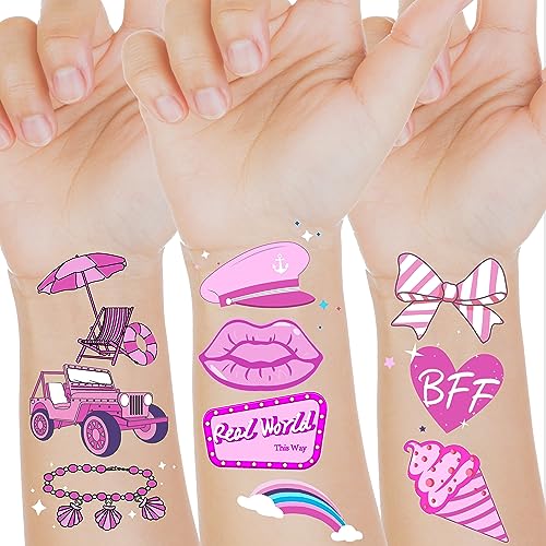 60 Pcs Pink Temporary Tattoos for Girls,50 Style Pink Party Decorations Supplies,Party Favor,Baby Shower.