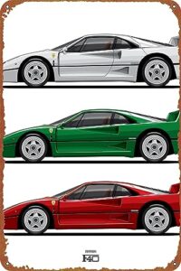 ferrari f40 3 color collection postermetal sign retro wall decor for home gate garden bars restaurants cafes office store pubs club sign gift 12 x 8 inch plaque tin sign