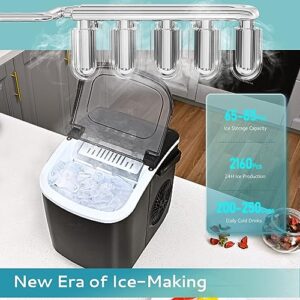 Inhdolnd 26Lbs/ 24H Self-Cleaning with Scoop Handel Portable Ice Maker Machine Countertop