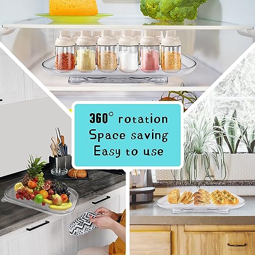 Lazy Susan Organizer for Refrigerator Turntable Fridge Organizer 15.75” Clear Rectangular Lazy Susan Organizer for Kitchen Fridge Cabinet Countertop Pantry Spice Rack Storage