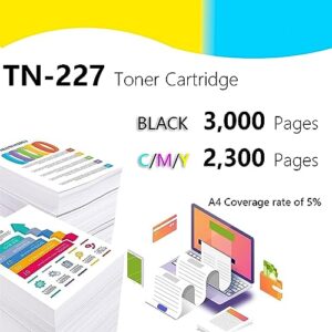 Tn227bk Toner Cartridge Tn227 Black for Brother Tn-227 Bk Tn 227 Tn-227bk Mfc-l3770cdw Hll3230cdw Tn-223bk Hl-l3270cdw Hll3270cdw Mfc-l2710dw High Yield Black x 1