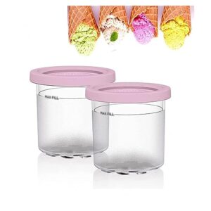 evanem 2/4/6pcs creami pint containers, for ninja ice cream maker pints,16 oz ice cream storage containers airtight and leaf-proof compatible nc301 nc300 nc299amz series ice cream maker,pink-4pcs