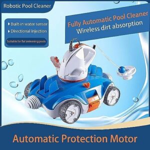 Cordless Robotic Pool Cleaner,Automatic Pool Robot Vacuum with Max 90 Mins Working Time, Self-Parking,Robotic Swimming Pool Cleaner for Above Ground Swimming Pools