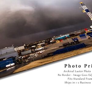 Oilfield Photography Print (Not Framed) Picture of Thunderstorm Passing Behind Drilling Rig on Stormy Day in Oklahoma Oil and Gas Wall Art Energy Decor (16" x 20")