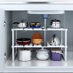 White under bathroom sink organizer over the sink shelf bathroom under sink organizer kitchen shelf organizer under the sink organizer bathroom under counter organizer (39-66 x 26 x 38)cm (L x W x H)