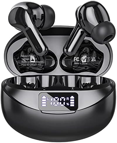 Bcaikair Wireless Earbuds Bluetooth Headphones 36H Playtime Ear Buds with LED Power Display Charging Case & Deep Bass, IPX7 Waterproof Earphones Microphone Stereo Headset for iPhone and Android Laptop