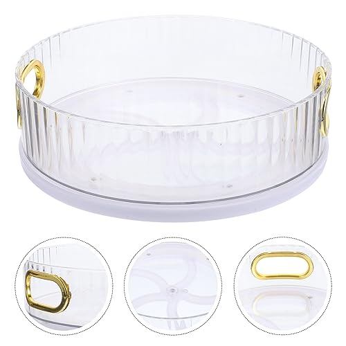 Abaodam Perfume Tray Rotating Seasoning Tray Condiment Rack Plastic Pen Holder Turntable Display Stand Organizer with Handle for Kitchen Cabinet Pantry Countertop