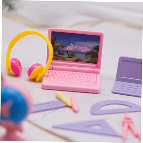 Totority 2 Sets Model Laptop Prop Mini Food Head Props Halloween Toys Laptops Landscape Village Animated Scence School Tiny of Girl for Doll Sand House Supplies Gift Photo Kids