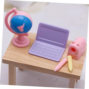 Totority 2 Sets Model Laptop Prop Mini Food Head Props Halloween Toys Laptops Landscape Village Animated Scence School Tiny of Girl for Doll Sand House Supplies Gift Photo Kids