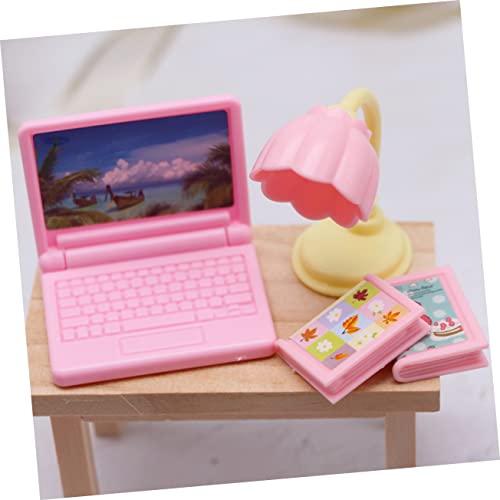 Totority 2 Sets Model Laptop Prop Mini Food Head Props Halloween Toys Laptops Landscape Village Animated Scence School Tiny of Girl for Doll Sand House Supplies Gift Photo Kids