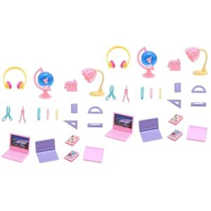 toyvian girl toys 2 sets miniature prop accessories sand mini girl with for doll school gift supplies landscape scence play tiny photo stationery notebooks food laptop of stuff model kids toys