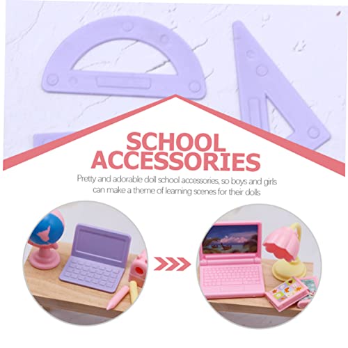 Toyvian Girl Toys 2 Sets Miniature Prop Accessories Sand Mini Girl with for Doll School Gift Supplies Landscape Scence Play Tiny Photo Stationery Notebooks Food Laptop of Stuff Model Kids Toys