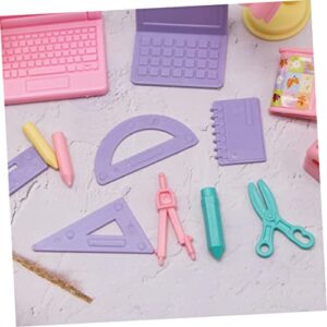 Toyvian Girl Toys 2 Sets Miniature Prop Accessories Sand Mini Girl with for Doll School Gift Supplies Landscape Scence Play Tiny Photo Stationery Notebooks Food Laptop of Stuff Model Kids Toys