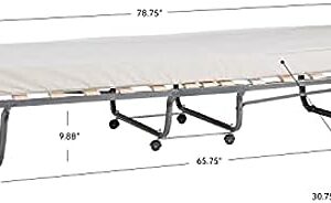 XMANX Convertible Folding Single Bed with 4" Memory Foam Layer Foam Mattress, Single Beige