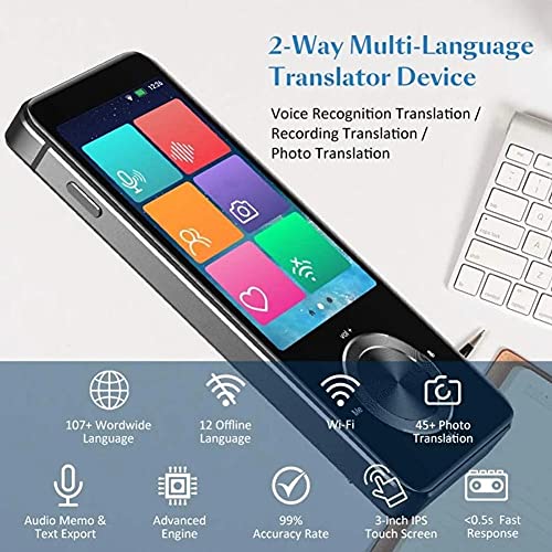 BaRdzo M9 Portable Language Translator 107 Languages Two-Way Real-Time WiFi/Offline Recording/Photo Translatio Language Translator