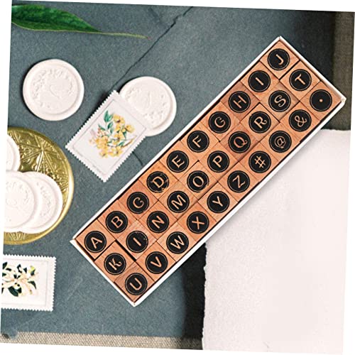 COHEALI 30pcs Alphabet Pocket Stamp Wood Decor Vintage Envelopes Arts and Crafts for Alphabet Wood Rubber Wooden Letter Pottery Stamp Beige Notebook Letter Stamps Wood Alphabet Stamp