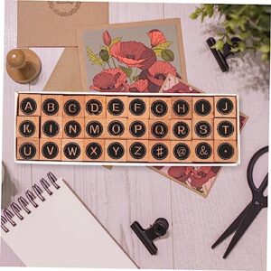 COHEALI 30pcs Alphabet Pocket Stamp Wood Decor Vintage Envelopes Arts and Crafts for Alphabet Wood Rubber Wooden Letter Pottery Stamp Beige Notebook Letter Stamps Wood Alphabet Stamp