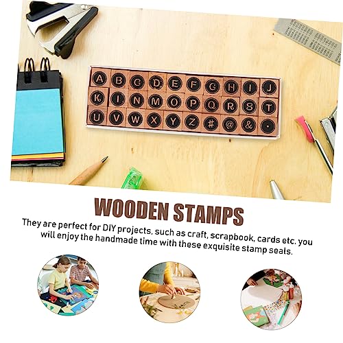 COHEALI 30pcs Alphabet Pocket Stamp Wood Decor Vintage Envelopes Arts and Crafts for Alphabet Wood Rubber Wooden Letter Pottery Stamp Beige Notebook Letter Stamps Wood Alphabet Stamp