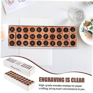 COHEALI 30pcs Alphabet Pocket Stamp Wood Decor Vintage Envelopes Arts and Crafts for Alphabet Wood Rubber Wooden Letter Pottery Stamp Beige Notebook Letter Stamps Wood Alphabet Stamp