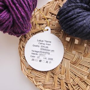 Yarn Ave Silk/Tibetan Yak Blended Aran Weight Yarn, Soft Comfortable Yarn for Hand Knitting Autumn Cardigans, Hats, Pullovers, Scarfs, Tops (50g, 08)