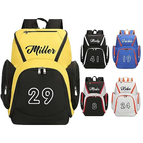 COTVERSE Basketball Bag for Boys, Custom Basketball Backpack Soccer Bag for School Boys, Personalized Name Number Sports Bags Gym, Outdoor, Travel