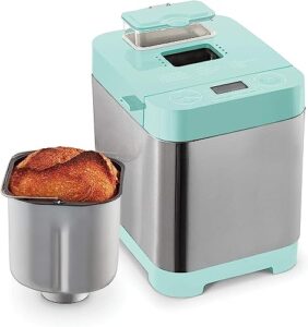 xmanx stainless steel bread maker, up to 1.5 lbs bread, programmable, 12 settings + gluten free and automatic stuffing dispenser