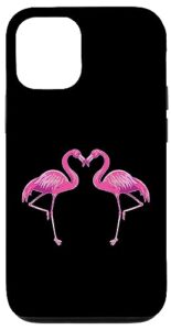 iphone 14 pro flamingo love heart vintage valentine's day flamingo lover case