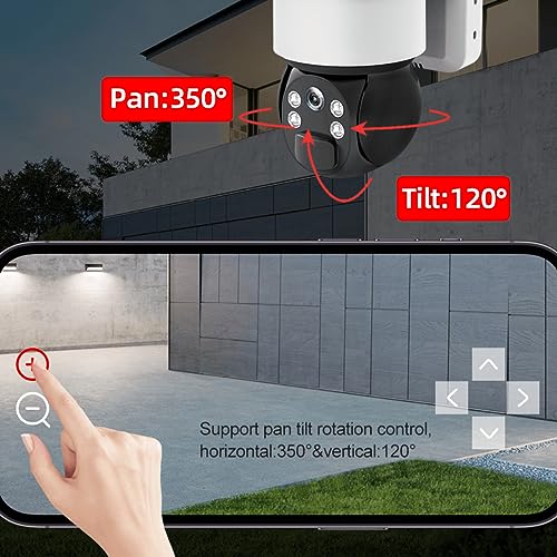 Solar Security Camera Wireless Outdoor Powered, 4G PTZ Battery Surveillance Camera for Home Security, 2 Way Audio, Color Night Vision, Motion Detection & Phone Alerts, Cloud Storage & SD Card Slot