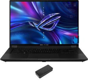 asus rog flow x16 gv601 gaming & entertainment laptop (amd ryzen 9 6900hs 8-core, 64gb ddr5 4800mhz ram, 2tb pcie ssd, geforce rtx 3060, 16.0" 165hz touch win 11 pro) with dv4k dock