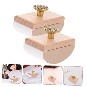 STOBOK 2pcs Ink Absorber Antique Desk Wooden Desk Office Stamps Desk Blotter Antique Ink Blotter Wood Ink Blotter Ink Absorption Tools Ink Seal Stamp Portable Ink Blotter Swing Notepad