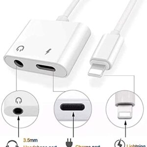 [Apple MFi Certified] Lightning to 3.5mm Headphone Adapter for iPhone, 2 in 1 Headphone Audio Splitter, Adapter AUX Connector Charger Cable Replacement for iPhone 14/13/12/SE/XR/XS/X/8/7/Plus