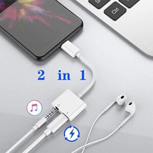 [Apple MFi Certified] Lightning to 3.5mm Headphone Adapter for iPhone, 2 in 1 Headphone Audio Splitter, Adapter AUX Connector Charger Cable Replacement for iPhone 14/13/12/SE/XR/XS/X/8/7/Plus