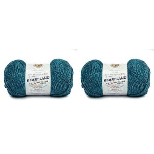lion brand yarn heartland yarn for crocheting, knitting, and weaving, multicolor yarn, glacier bay, 600 foot (pack of 2)