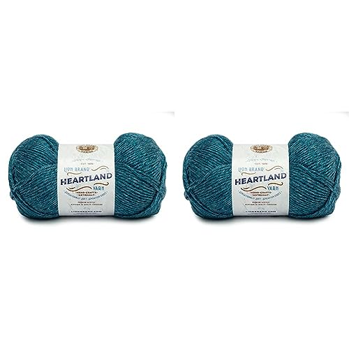 Lion Brand Yarn Heartland Yarn for Crocheting, Knitting, and Weaving, Multicolor Yarn, Glacier Bay, 600 Foot (Pack of 2)