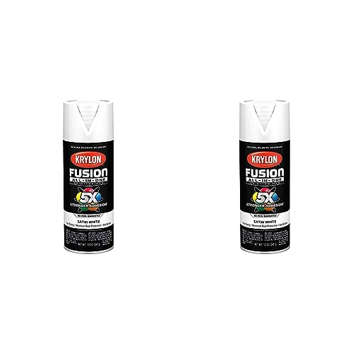 Krylon K02753007 Fusion All-In-One Spray Paint for Indoor/Outdoor Use, Satin White, 12 Ounce (Pack of 2)