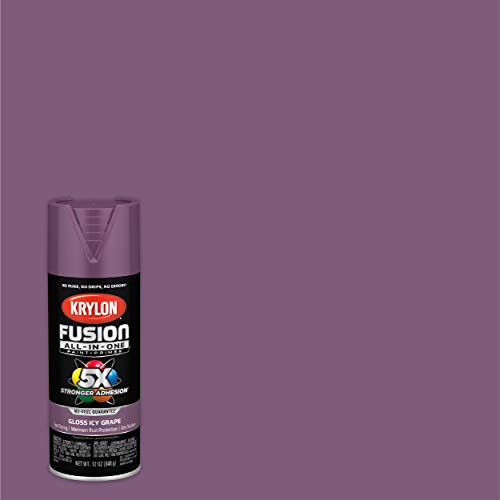 Krylon K02709007 Fusion All-In-One Spray Paint for Indoor/Outdoor Use, Gloss Icy Grape Purple, 12 Ounce (Pack of 2)