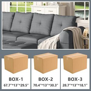 AWQM Upholstered Sectional Sofa for Home, Apartment, Dorm, Bonus Room, Compact Spaces w/Chaise Lounge, 5-Seat, L-Shape Design, Reversible Ottoman Bench, Living Room Funiture