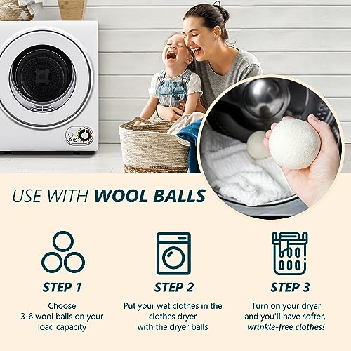 EUHOMY Wool Dryer Balls 6-Pack XL Size,100% New Zealand Wool Balls Reusable,Handmade Dryer Balls Laundry,Accelerated Drying Time,Reduce Wrinkles,Baby Safe&Chemical Free (White)