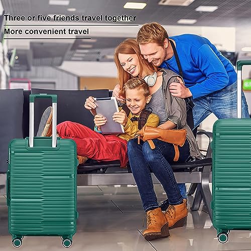 Camkey Luggage 3 Piece Set Suitcase Spinner Hardshell Lightweight TSA Lock, 20 Inch, 24 Inch, 28 Inch (Green)